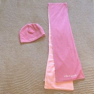 Life is Good Pink Beanie Hat & Scarf